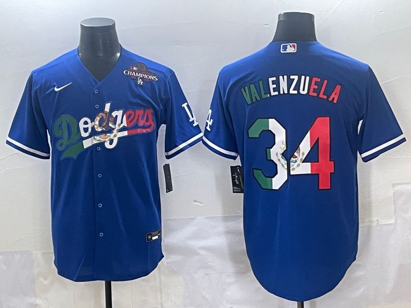 Men 2025 Los Angeles Dodgers #34 Valenzuela Blue Nike MLB Jersey style 71510->los angeles dodgers->MLB Jersey